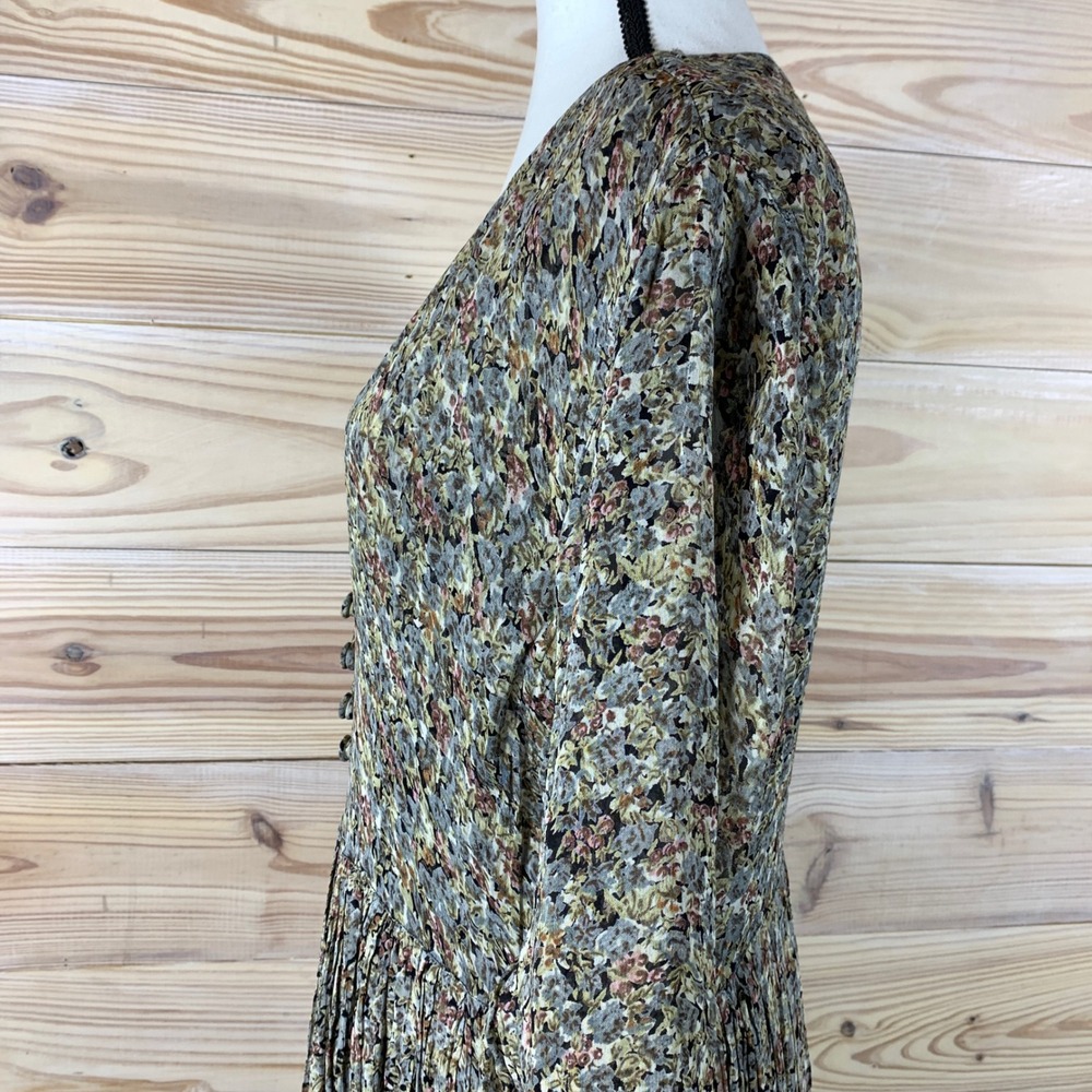 Vtg 90s Starina Maxi Dress Women L Dark Floral Pleated Layered Boho Fairy Grunge - Picture 7 of 14